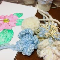 編んだ花と、描いた椿