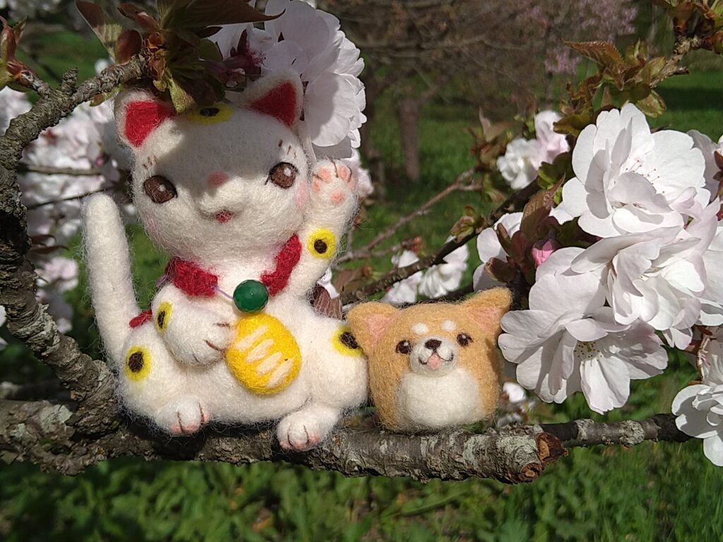 白妙と招き猫＆柴犬わんちゃん